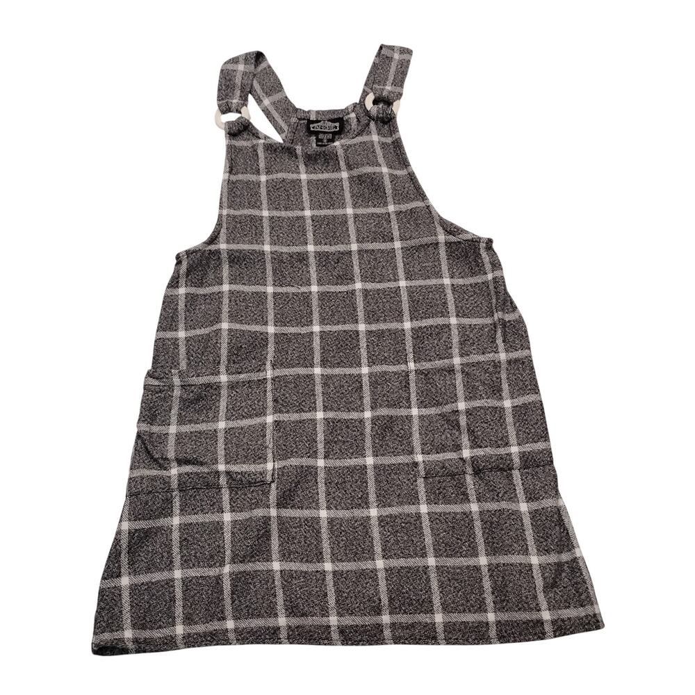 Womens Angie Plaid Overall Pinafore Mini Dress Size Medium 100 % Cotton
